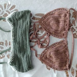 Bathing suit tops 2 crochet tops new medium
